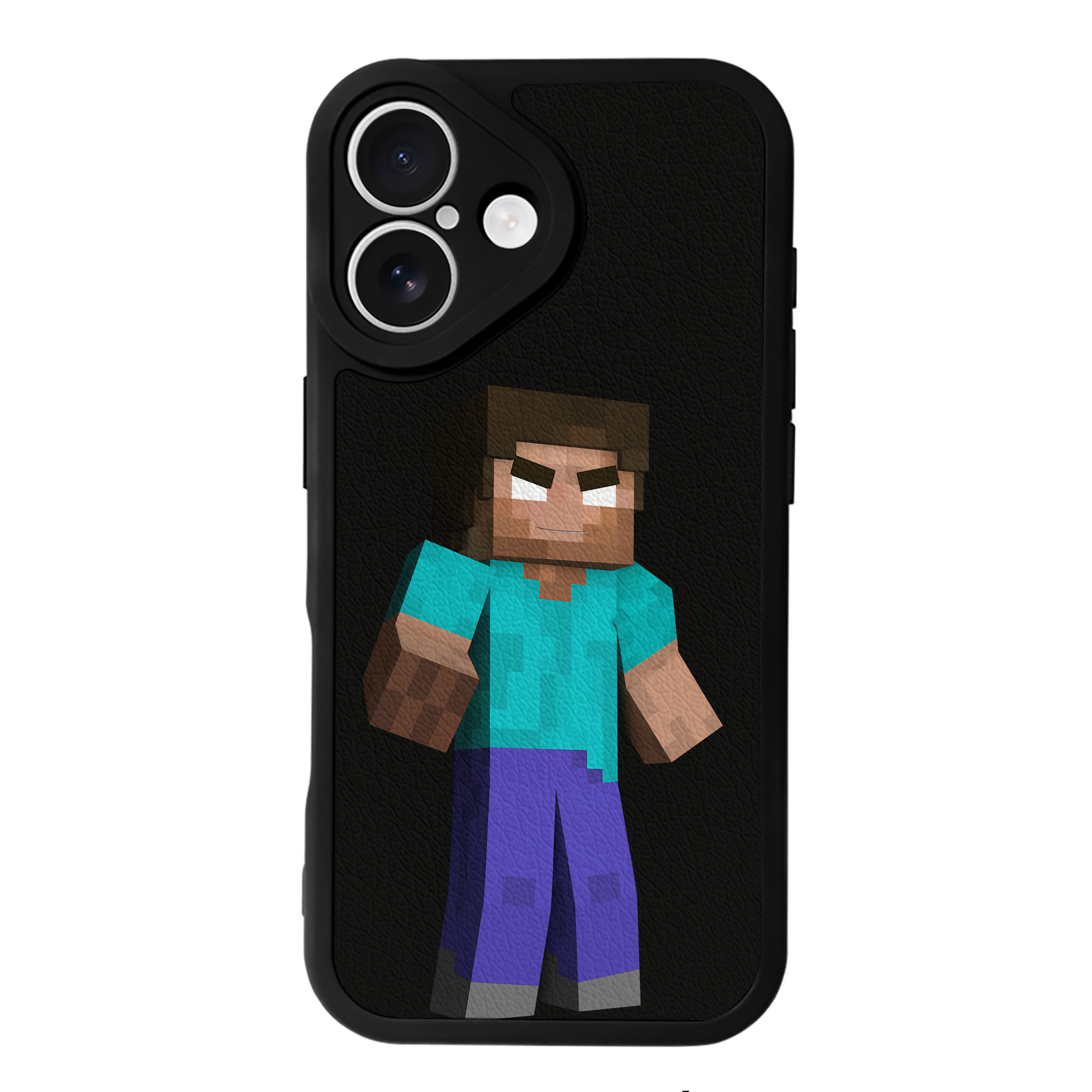 （画像用） マインクラフト ブロックの世界 Minecraft MC Block world 【iPhone 16シリーズ対応】シリコンスマホケース（レザー調） 材質：シリコン